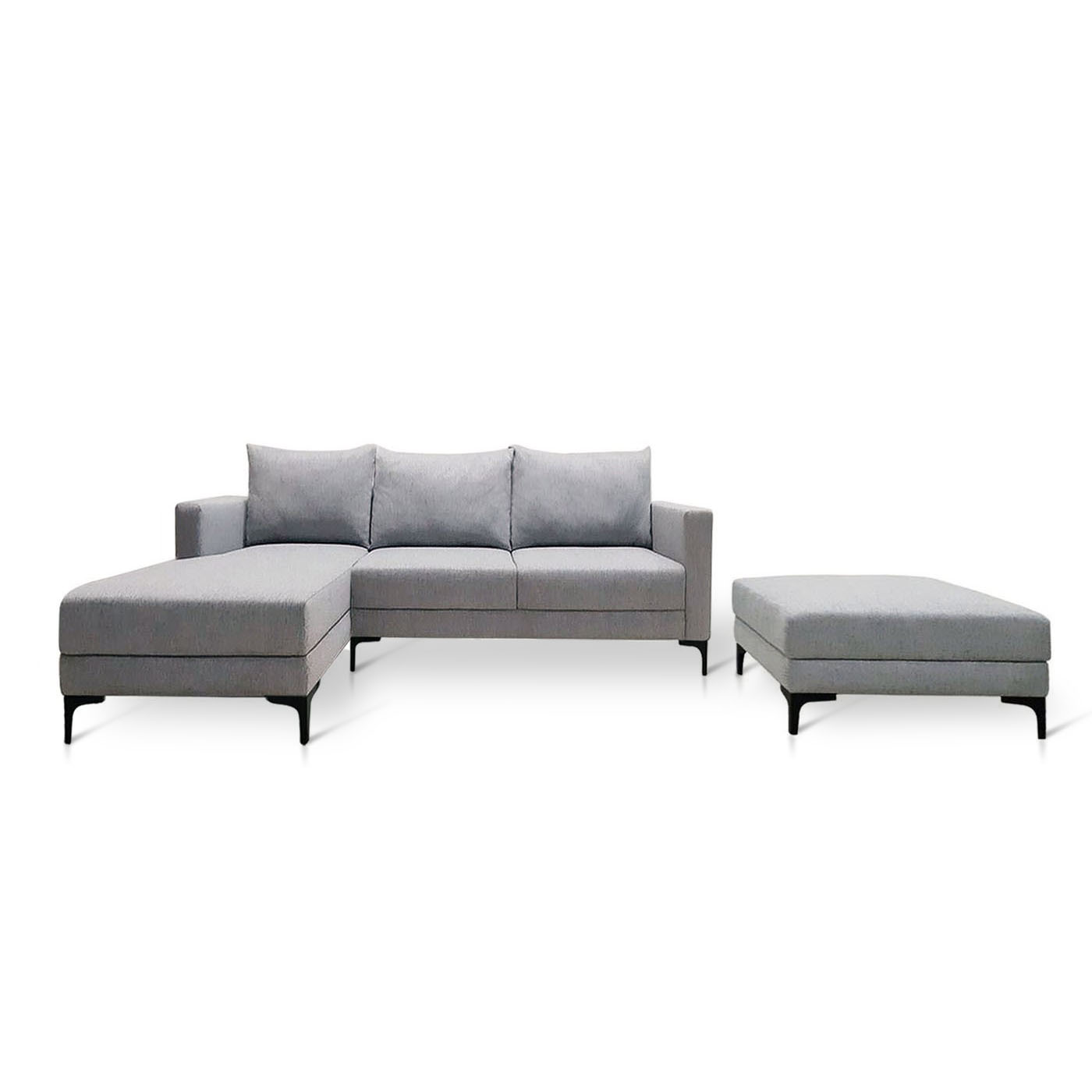Smithfield Grey Sofa & Chaise (Right) With Ottoman