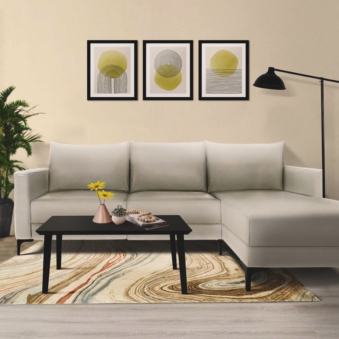 Smithfield Faux Leather Sofa & Chaise (Left) With Ottoman
