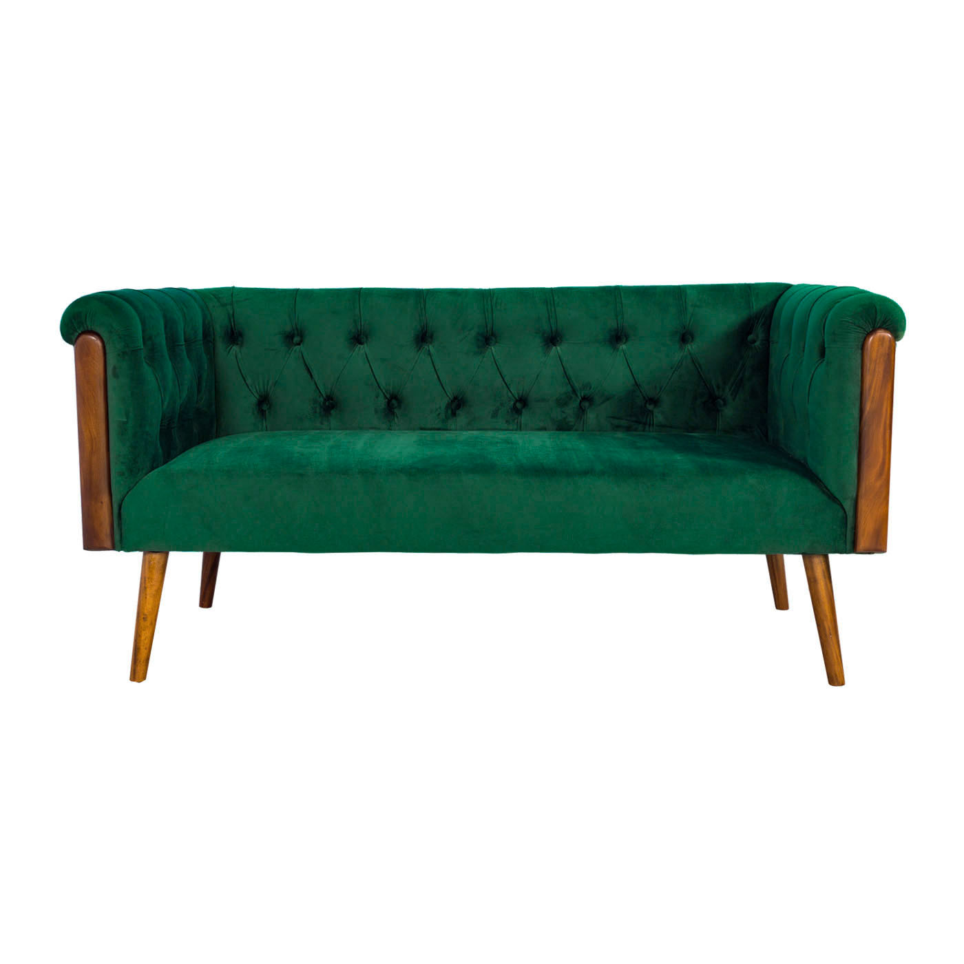 Chesterfield Green Stitch Dark Double Sofa