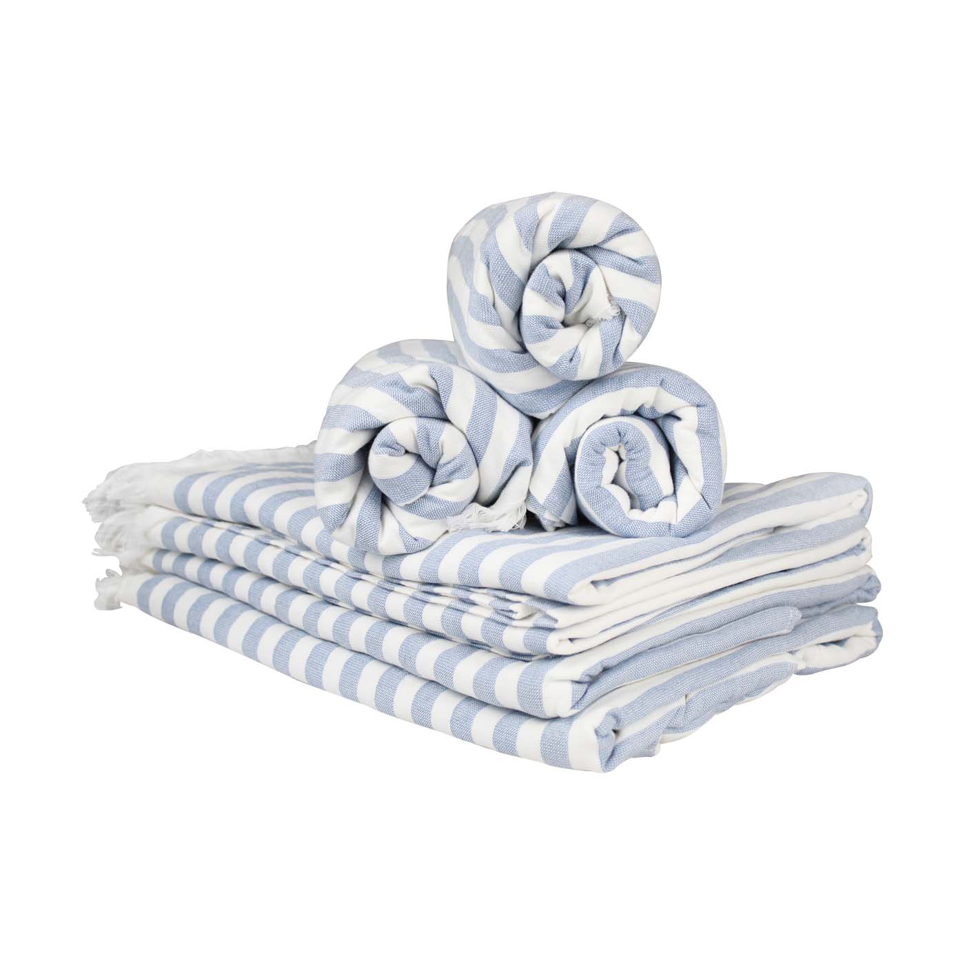 Toalla White And Dusky Blue Striped Beach Towel