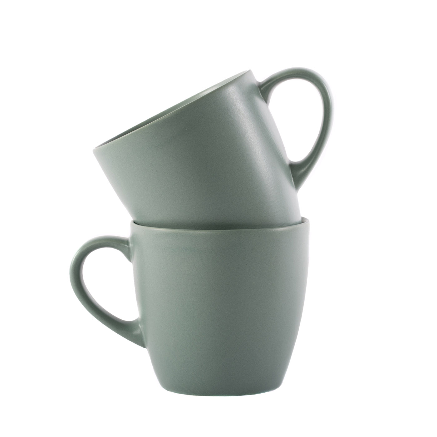 Green Ceramic Mug, Set of Two