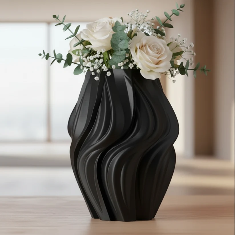 Organic Flowform Black Vase