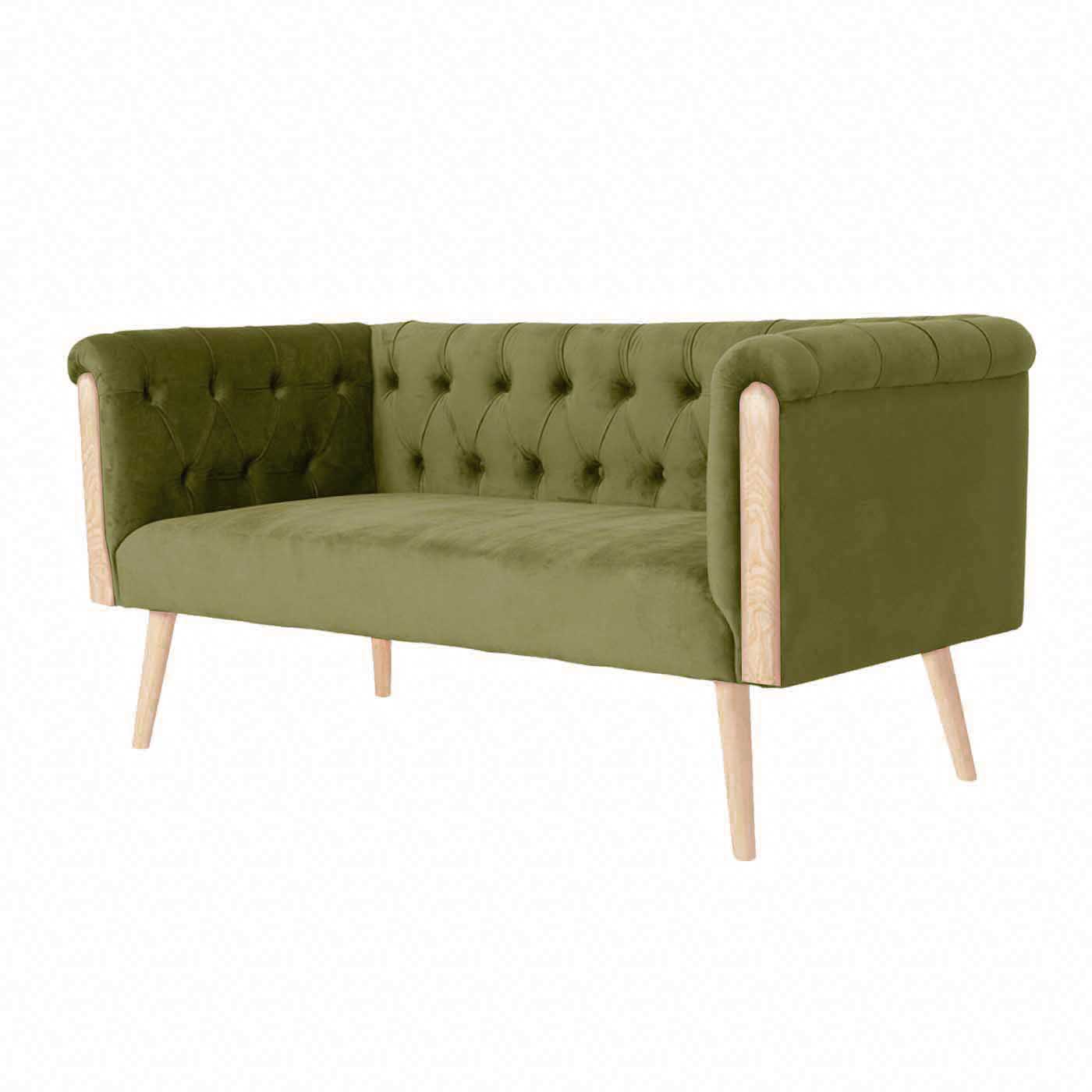 Chesterfield Olive Stitch Light Double Sofa