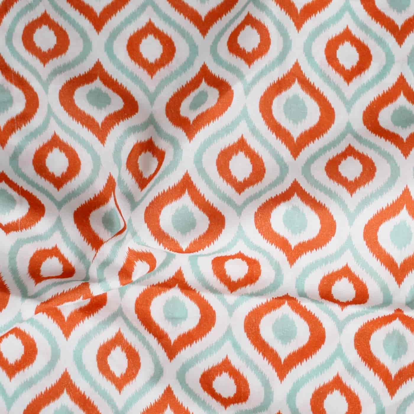 Ikat Teal and Orange Queen Bed Sheet