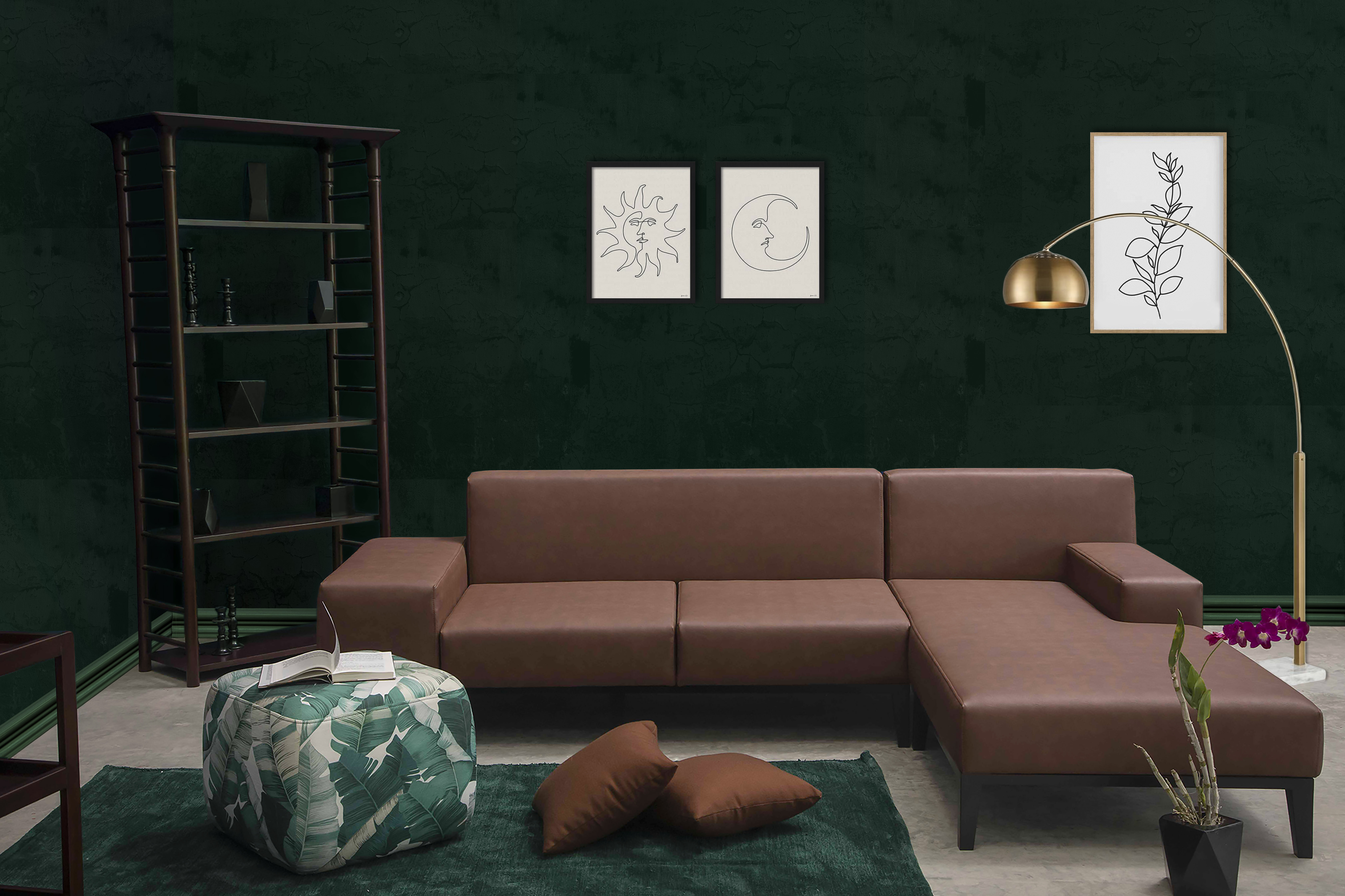 Soho Faux Leather Ebony Sofa