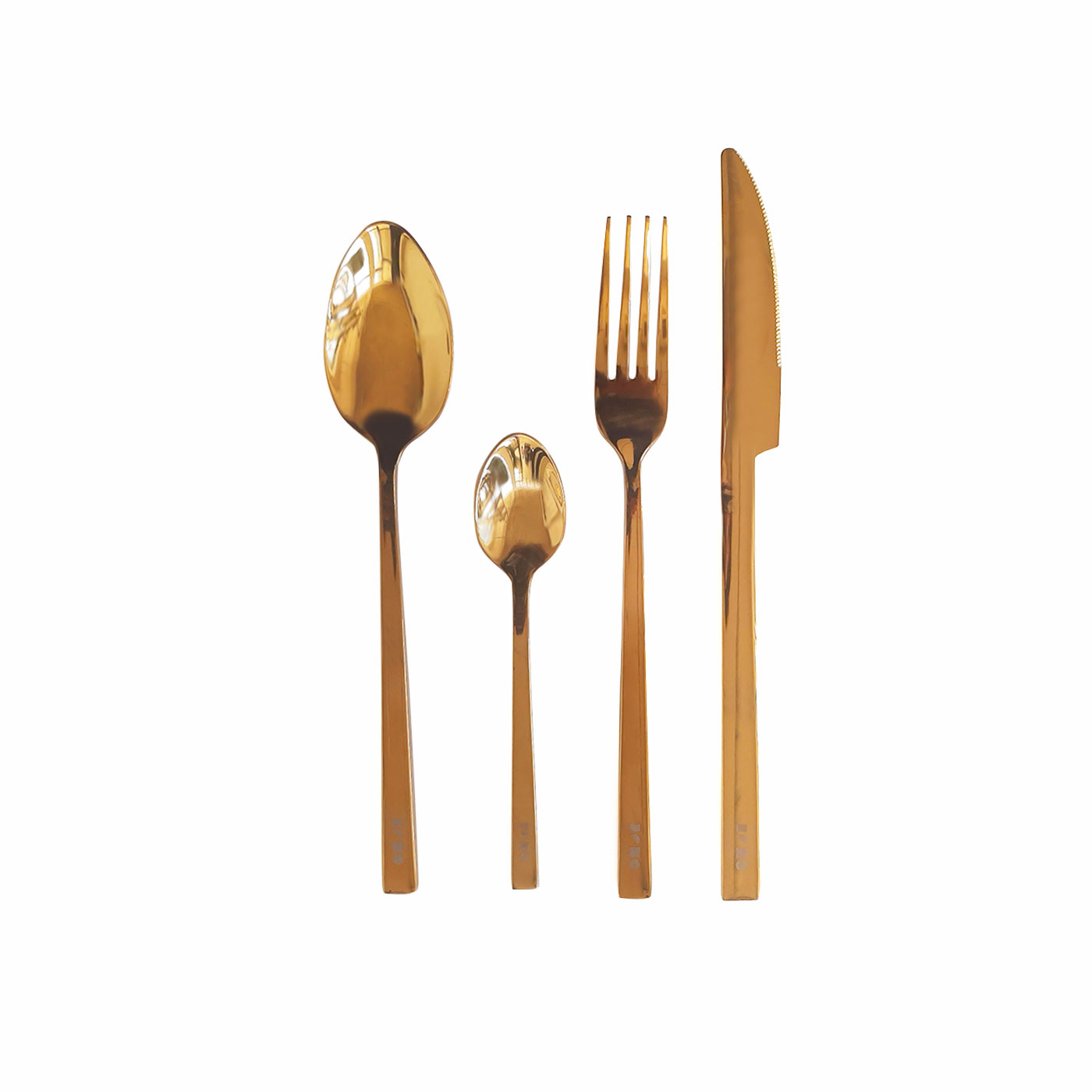 Modernist Gold Cutlery (Square Edge), Set of Two