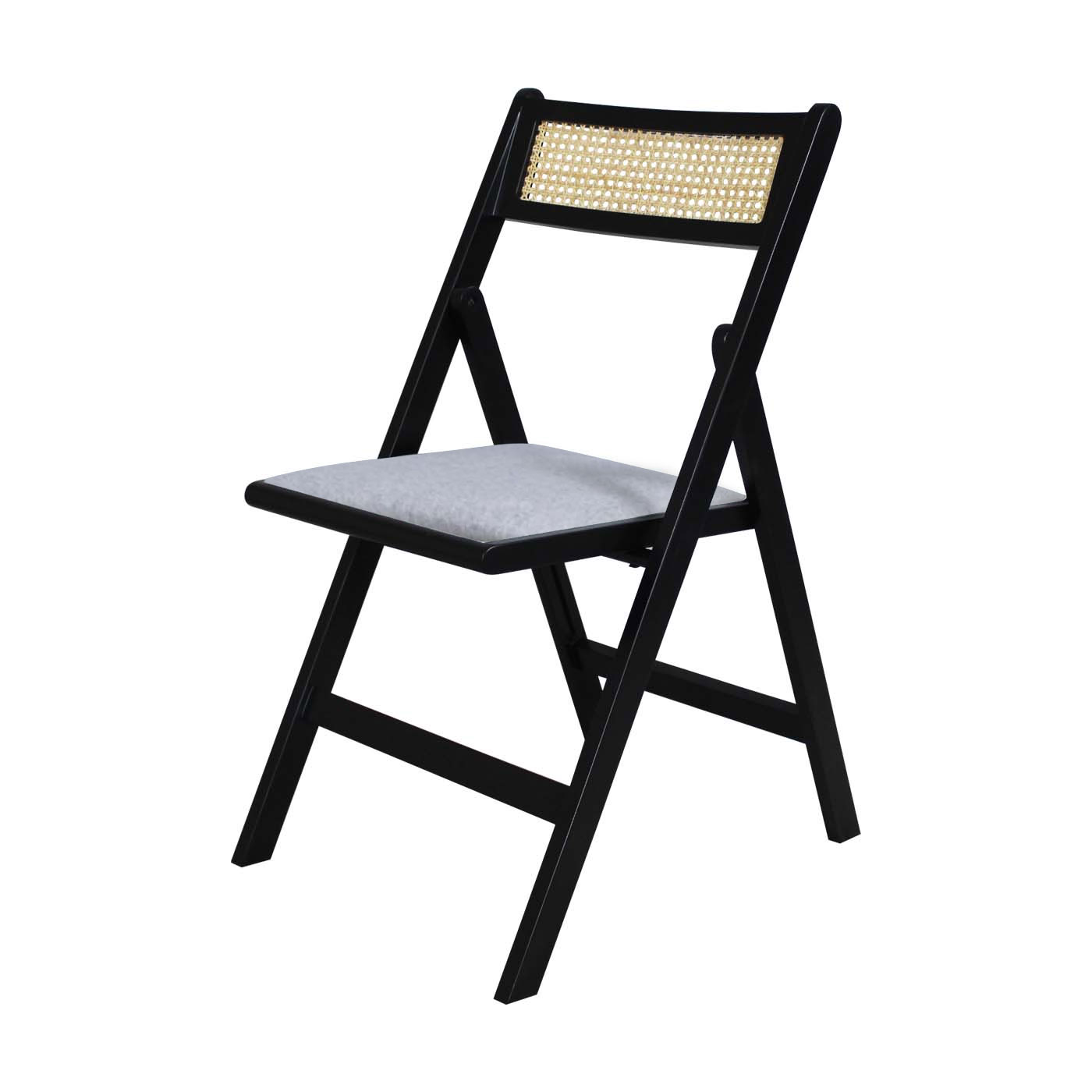 Kowloon Cane  Ebony Folding Chair