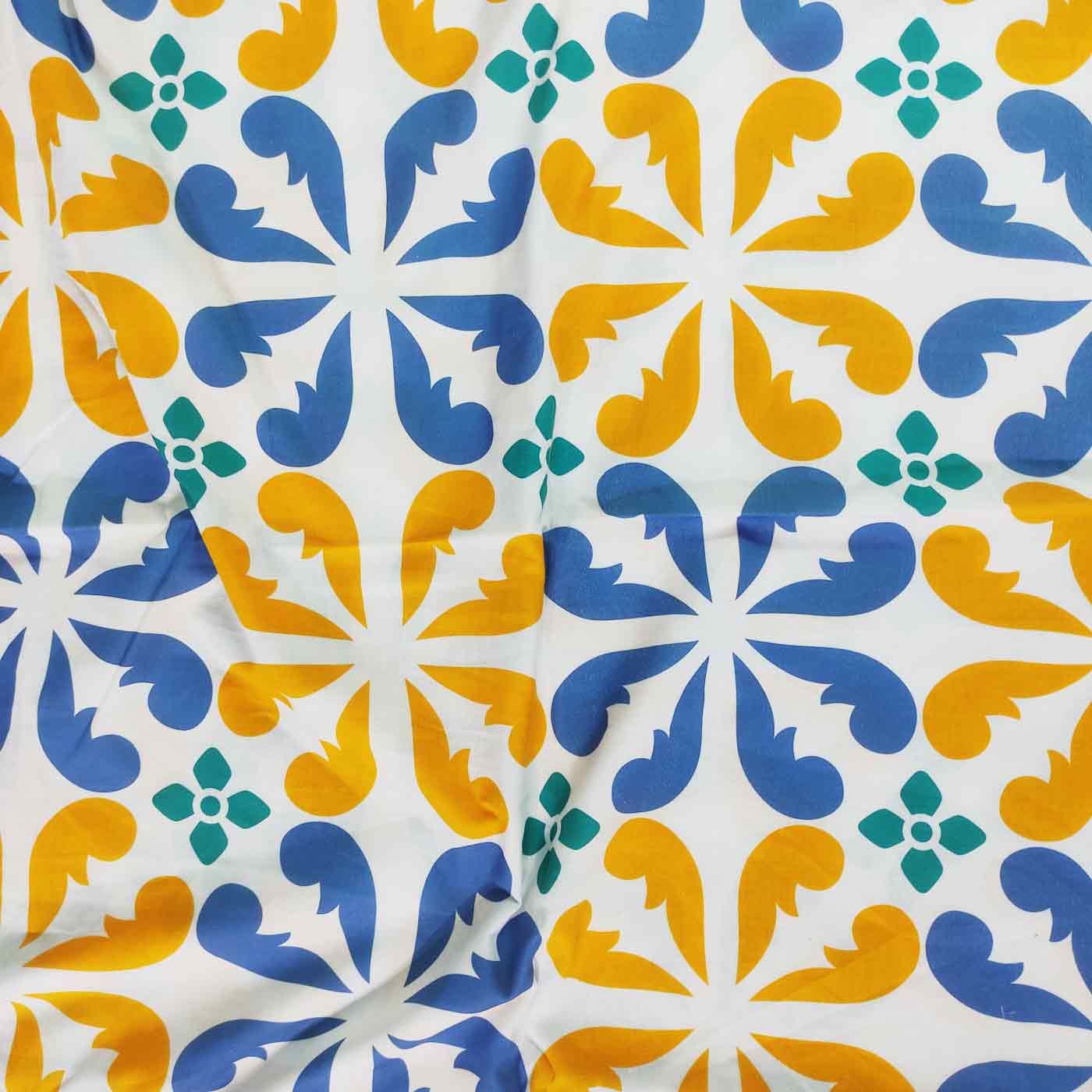 Palermo Blue & Yellow Floral Patterned Single Bed Sheet