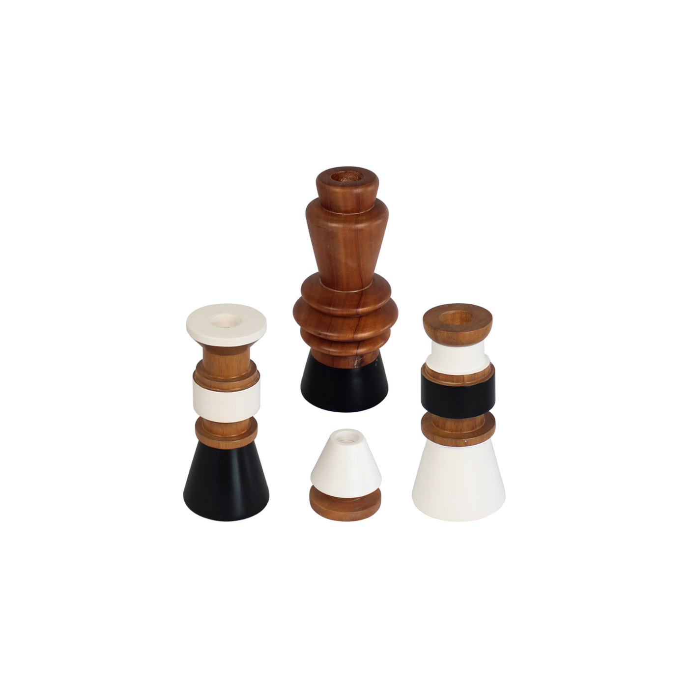 Helder Black & White Candle Stand Set