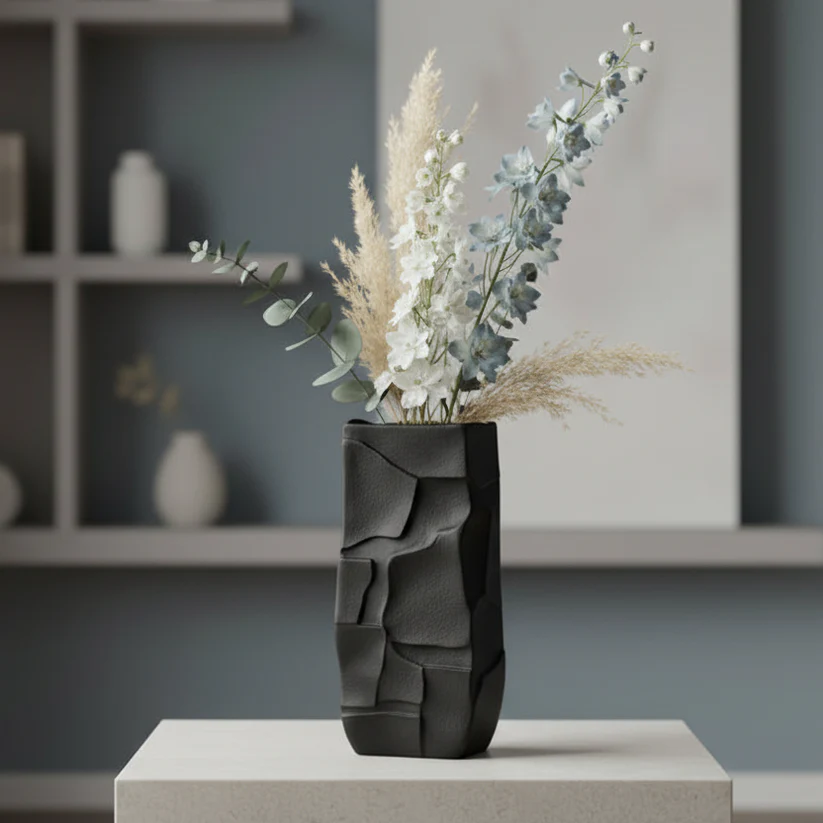 Clay Textured Black Vase