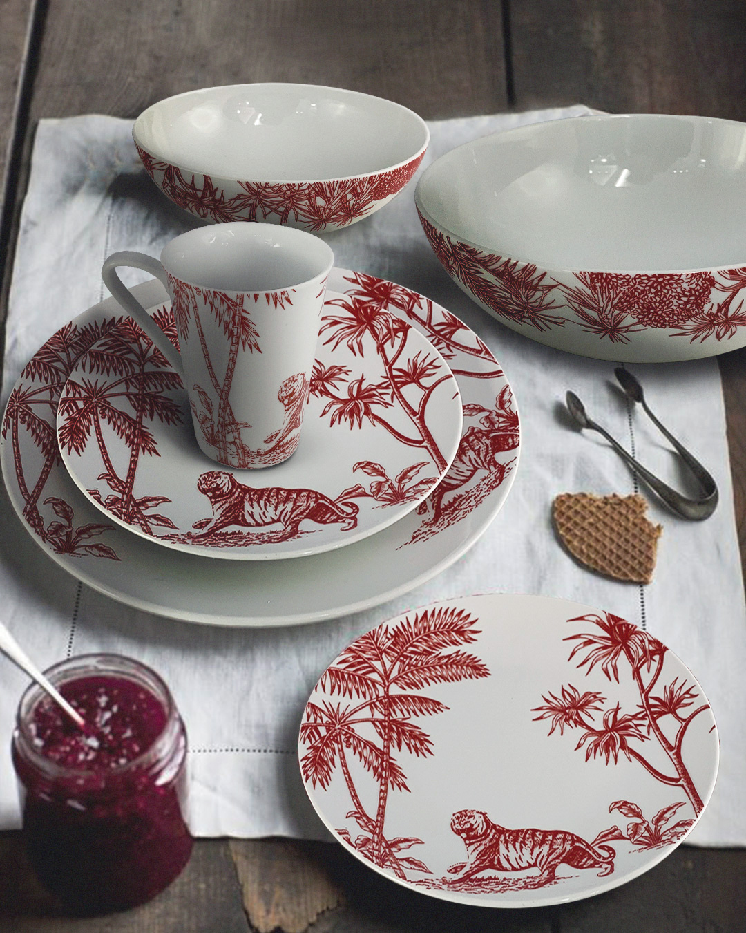 Tropisk Tiger Ceramic Dinner Set