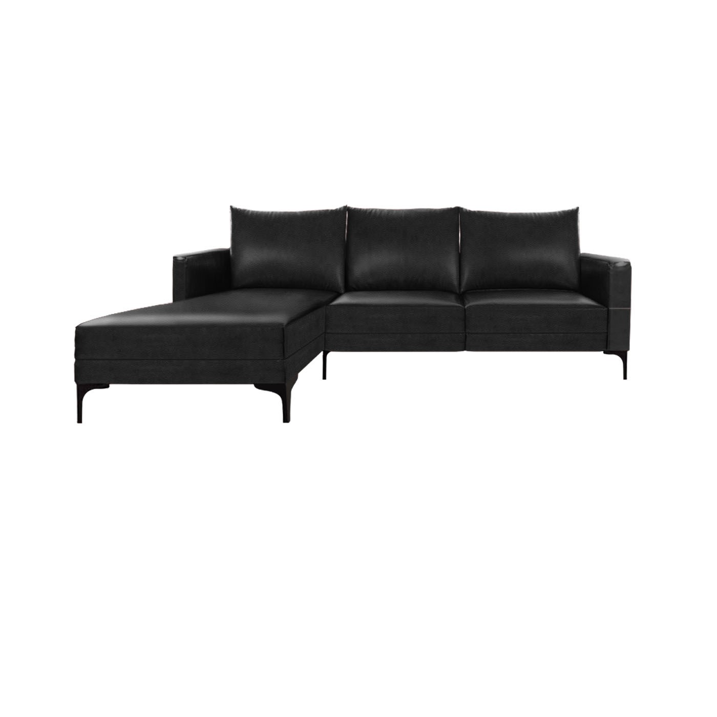 Smithfield Faux Leather Sofa & Chaise (Right) With Ottoman