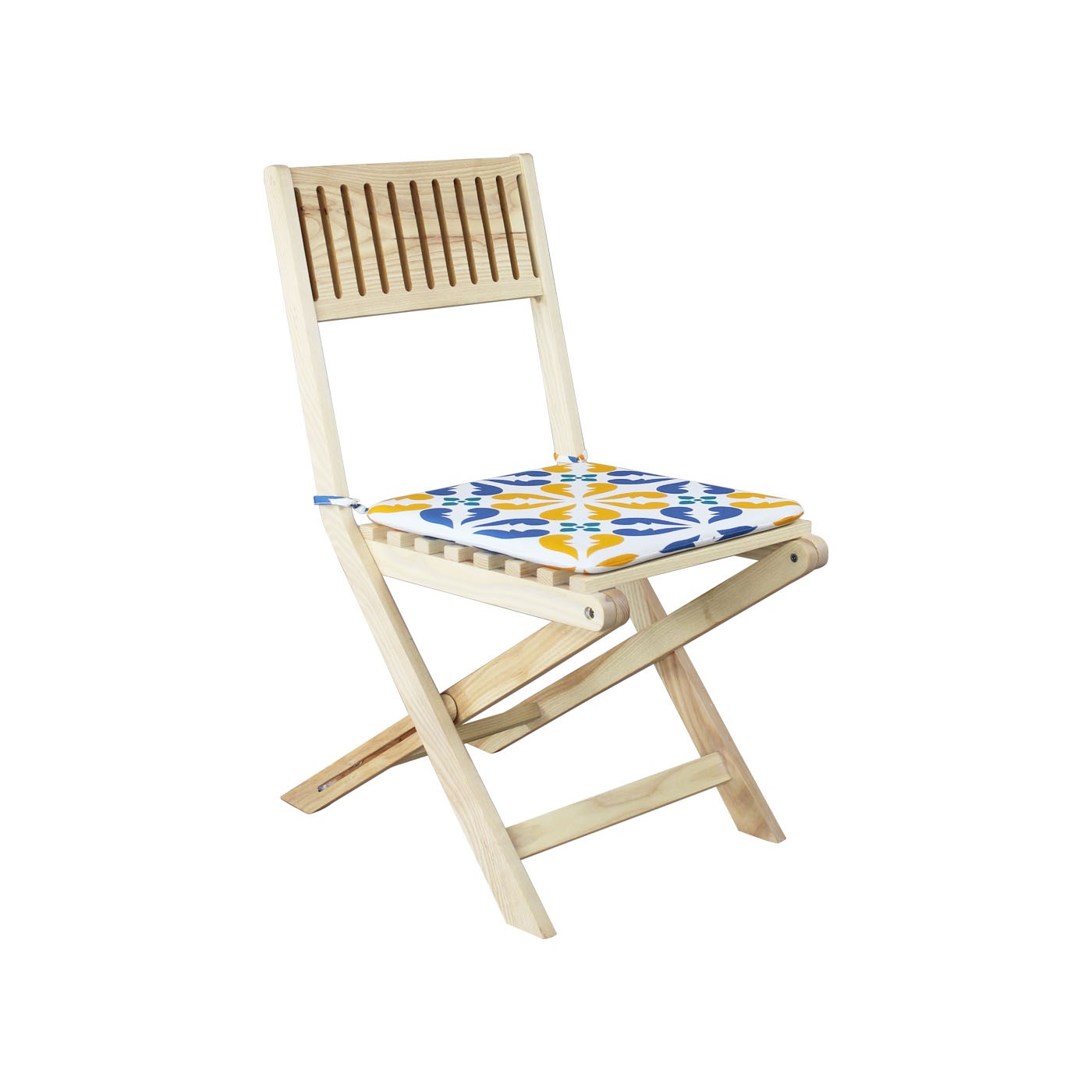 Palermo Blue & Yellow Floral Patterned Light Folding Chair
