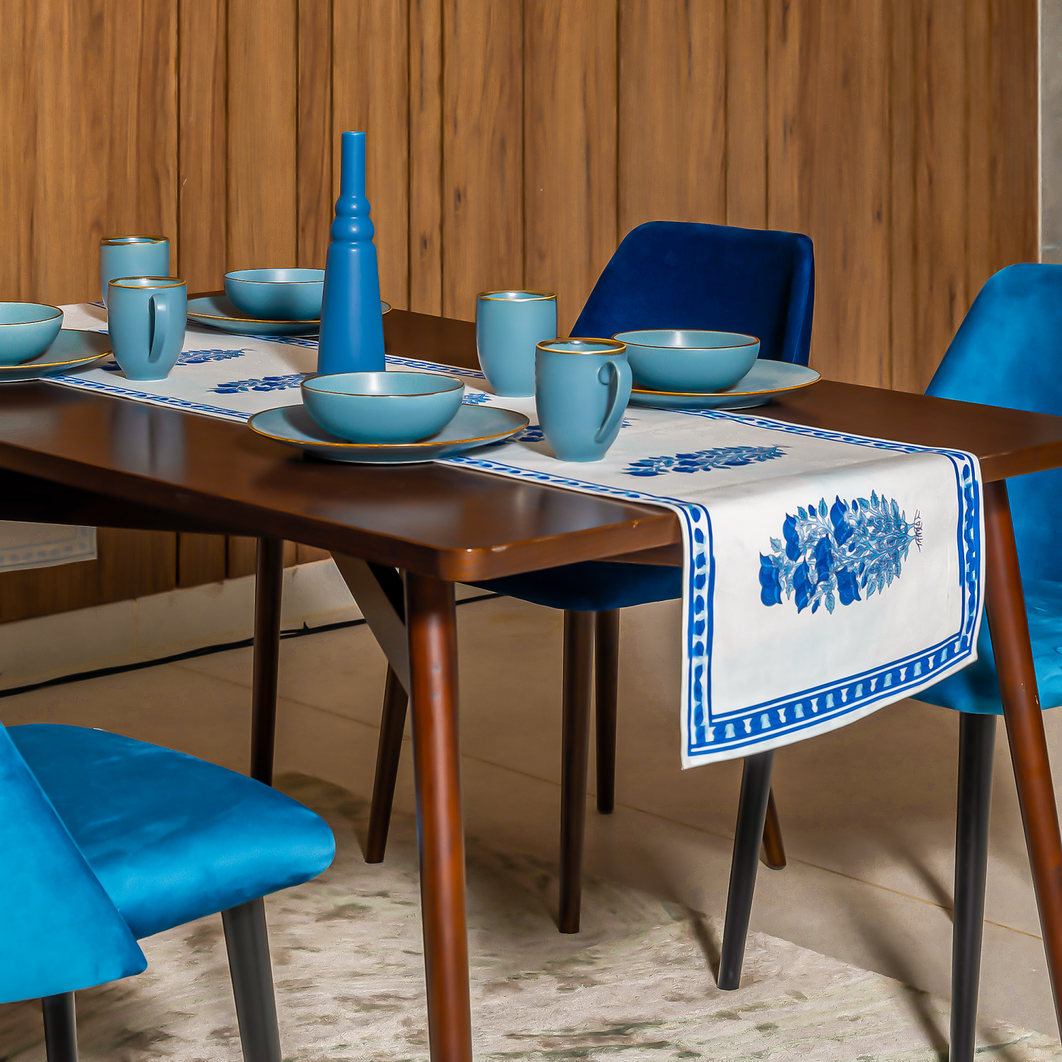 Gulmohar Blue Table Runner