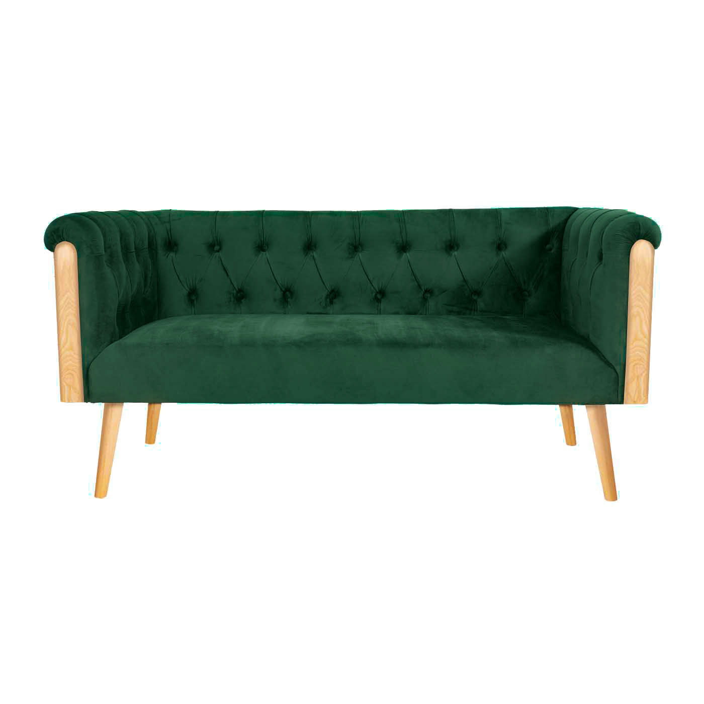 Chesterfield Green Stitch Light Double Sofa