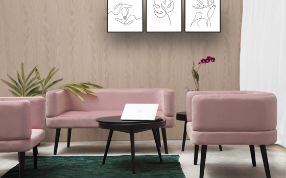 Dalian Pink Black Single Sofa