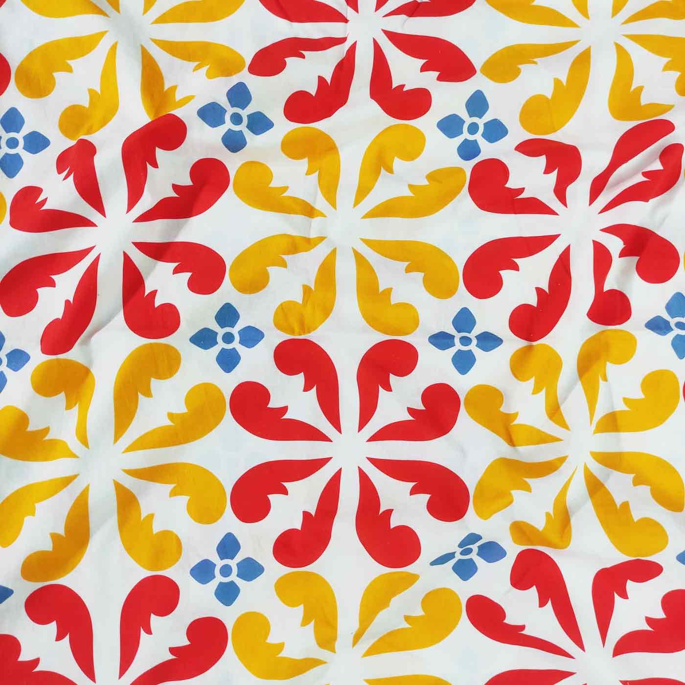 Palermo Yellow & Red Floral Patterned Single Bed Sheet