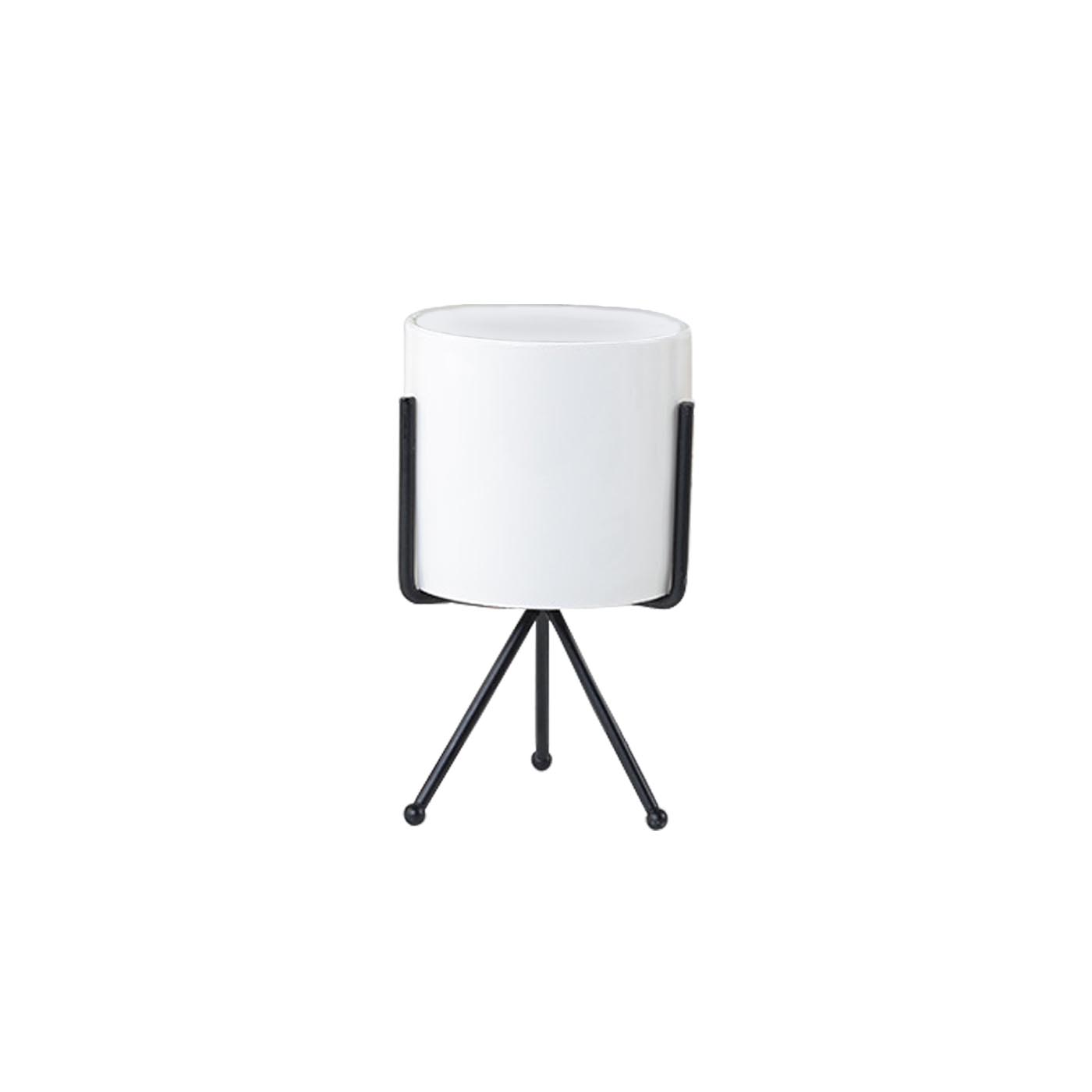 White Ivory Ebony Stand Plant Pot