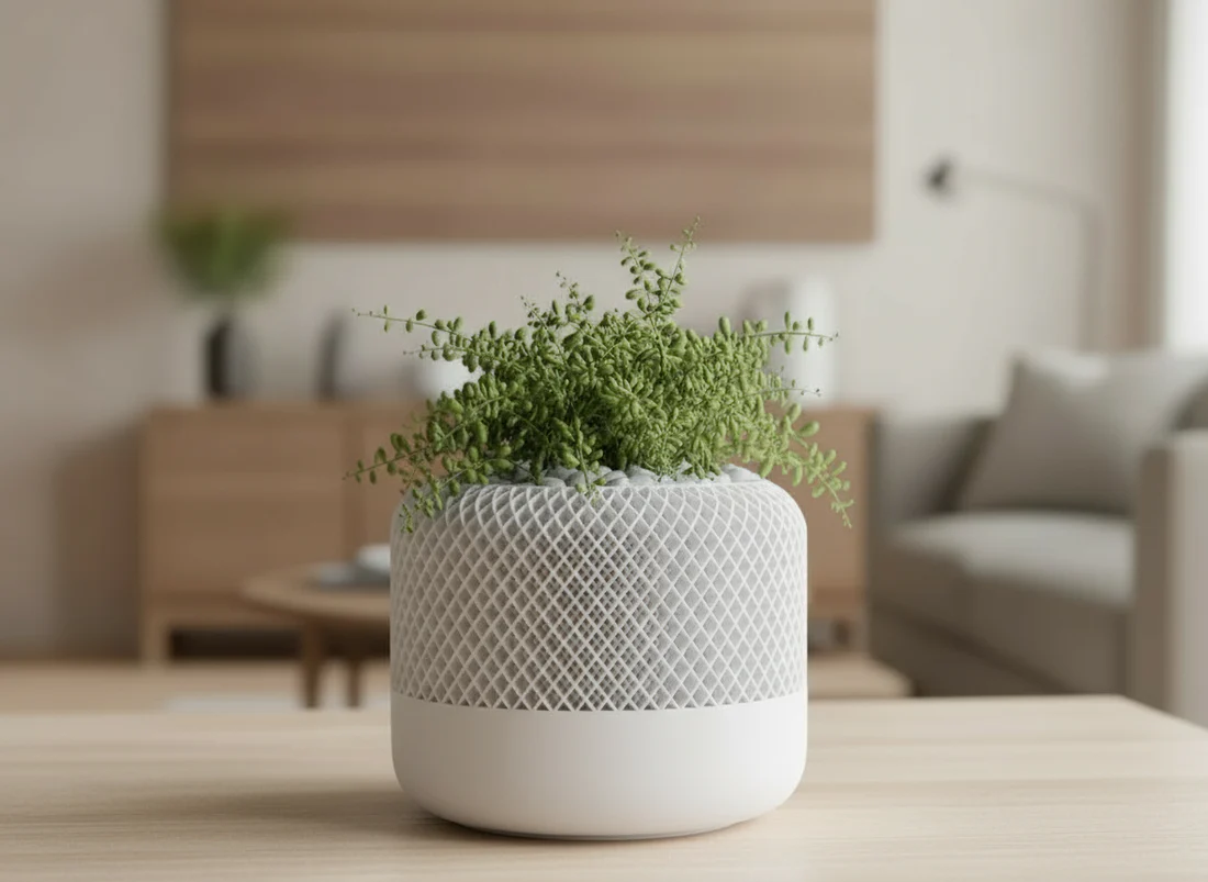 Modern Apple Home Pod Style White Plant Pot