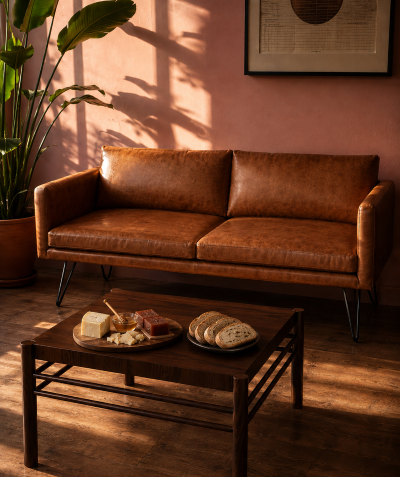 Noblitt Faux Leather Double Sofa